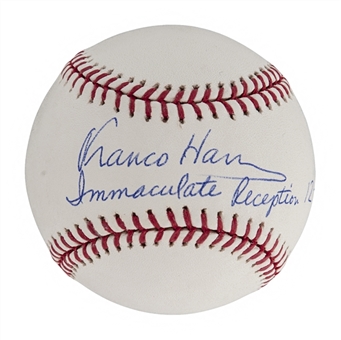 Franco Harris Signed and Inscribed MLB Baseball (PSA/DNA)